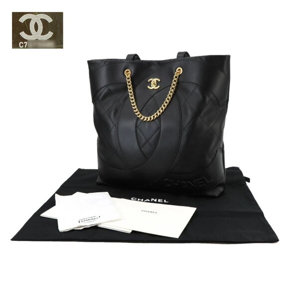 CHANEL Matelasse Tote Shoulder Bag Leather Black Purse 90269031 - Picture 1 of 11